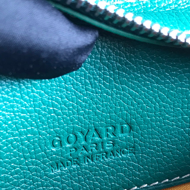 HIRONDELLE BAG 25 IN GREEN LAMBSKIN AND GOYARDINE CANVAS