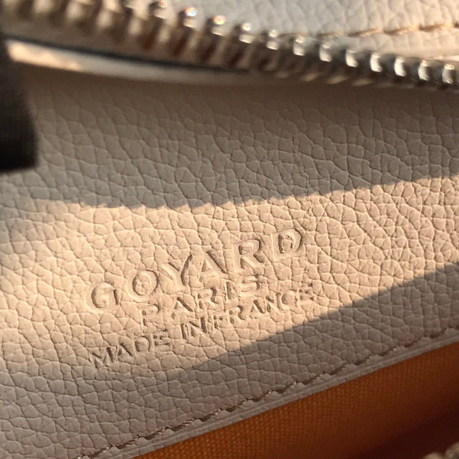 HIRONDELLE BAG 25 IN WHITE LAMBSKIN AND GOYARDINE CANVAS
