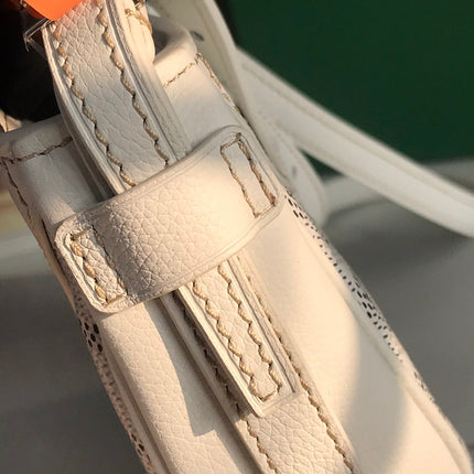 HIRONDELLE BAG 25 IN WHITE LAMBSKIN AND GOYARDINE CANVAS