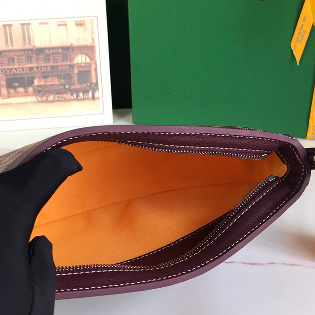 HIRONDELLE BAG 25 IN WINE RED LAMBSKIN AND GOYARDINE CANVAS