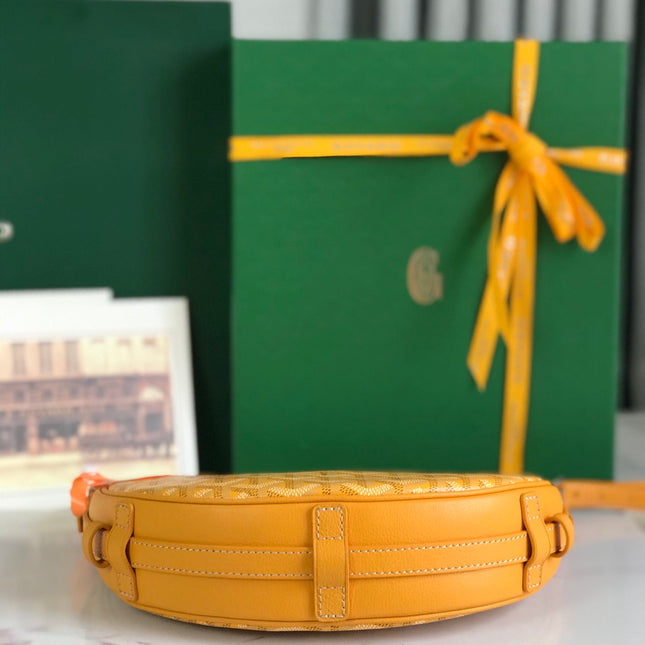 HIRONDELLE BAG 25 IN YELLOW LAMBSKIN AND GOYARDINE CANVAS