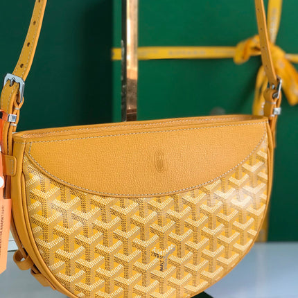 HIRONDELLE BAG 25 IN YELLOW LAMBSKIN AND GOYARDINE CANVAS