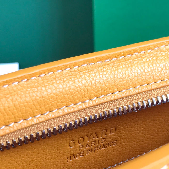 HIRONDELLE BAG 25 IN YELLOW LAMBSKIN AND GOYARDINE CANVAS