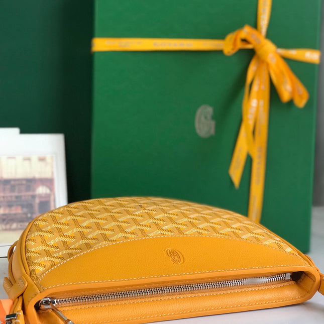 HIRONDELLE BAG 25 IN YELLOW LAMBSKIN AND GOYARDINE CANVAS
