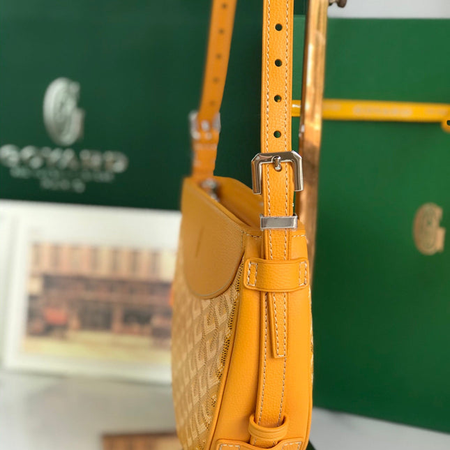 HIRONDELLE BAG 25 IN YELLOW LAMBSKIN AND GOYARDINE CANVAS