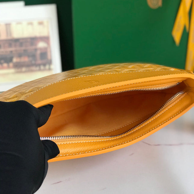 HIRONDELLE BAG 25 IN YELLOW LAMBSKIN AND GOYARDINE CANVAS