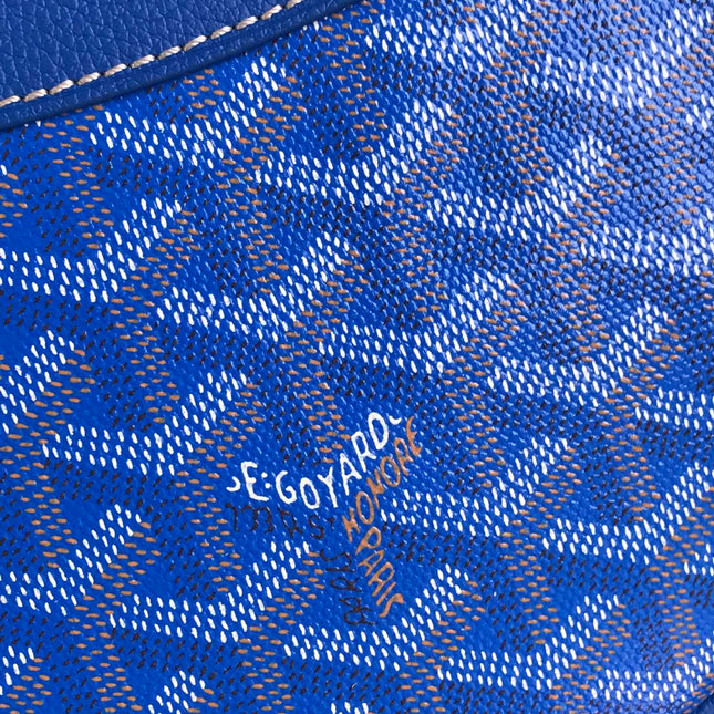 HIRONDELLE BAG 25 IN SAPPHIRE BLUE LAMBSKIN AND GOYARDINE CANVAS