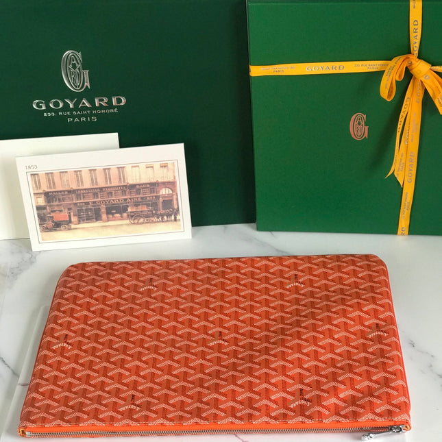 SÉNAT MGM POUCH 40 IN RED ORANGE GOYARDINE CANVAS