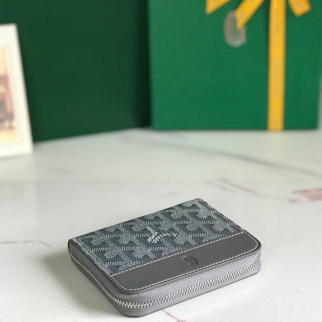 MATIGNON MINI WALLET 11 IN GRAY GOYARDINE CANVAS AND CALFSKIN