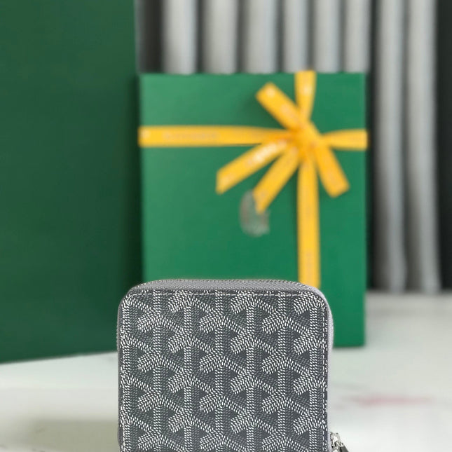 MATIGNON MINI WALLET 11 IN GRAY GOYARDINE CANVAS AND CALFSKIN