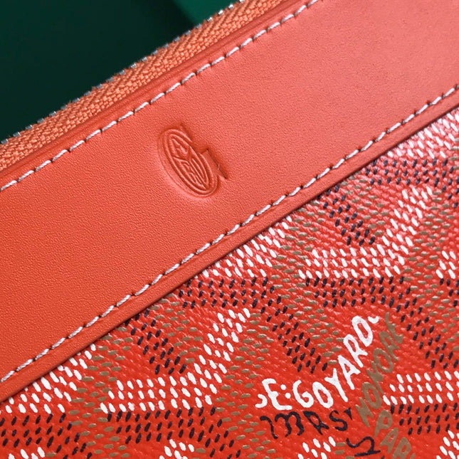 MATIGNON MINI WALLET 11 IN ORANGE GOYARDINE CANVAS AND CALFSKIN