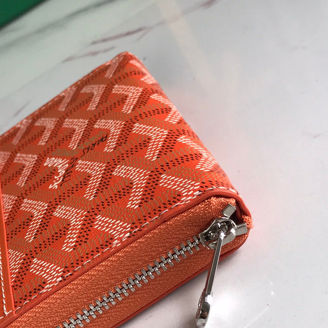MATIGNON MINI WALLET 11 IN ORANGE GOYARDINE CANVAS AND CALFSKIN
