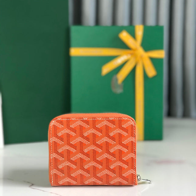 MATIGNON MINI WALLET 11 IN ORANGE GOYARDINE CANVAS AND CALFSKIN