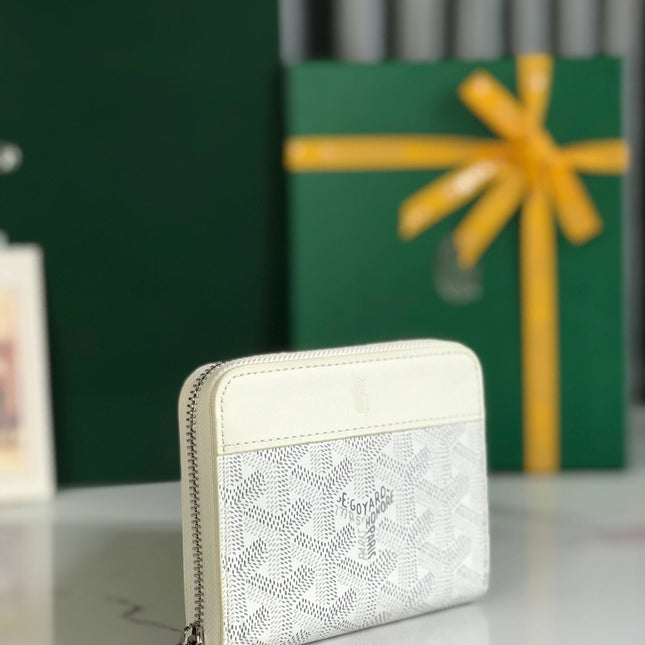 MATIGNON MINI WALLET 11 IN WHITE GOYARDINE CANVAS AND CALFSKIN