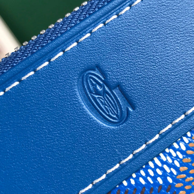 MATIGNON MINI WALLET 11 IN SAPPHIRE BLUE GOYARDINE CANVAS AND CALFSKIN