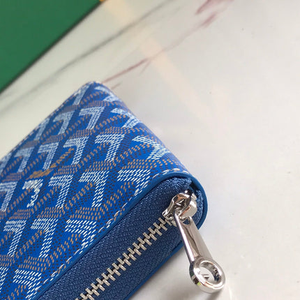 MATIGNON MINI WALLET 11 IN SAPPHIRE BLUE GOYARDINE CANVAS AND CALFSKIN