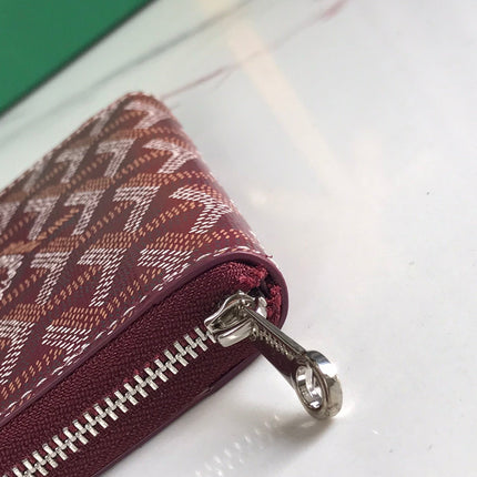 MATIGNON MINI WALLET 11 IN WINE RED GOYARDINE CANVAS AND CALFSKIN