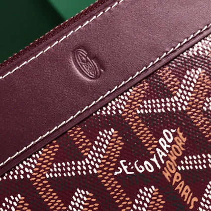 MATIGNON MINI WALLET 11 IN WINE RED GOYARDINE CANVAS AND CALFSKIN