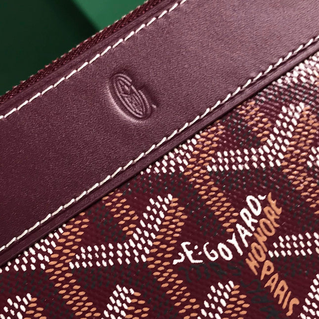 MATIGNON MINI WALLET 11 IN WINE RED GOYARDINE CANVAS AND CALFSKIN