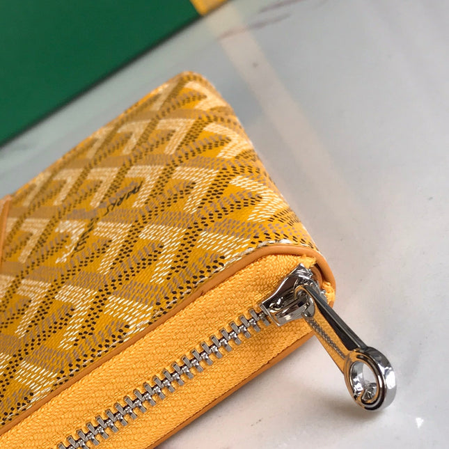 MATIGNON MINI WALLET 11 IN YELLOW GOYARDINE CANVAS AND CALFSKIN