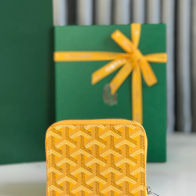 MATIGNON MINI WALLET 11 IN YELLOW GOYARDINE CANVAS AND CALFSKIN