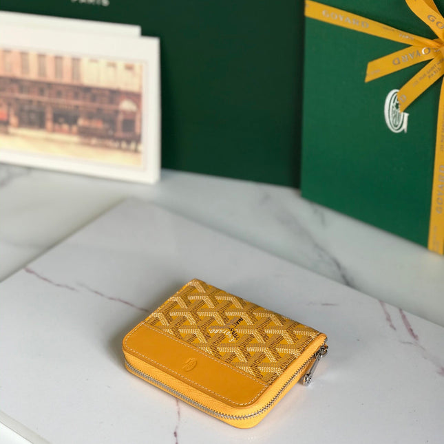 MATIGNON MINI WALLET 11 IN YELLOW GOYARDINE CANVAS AND CALFSKIN