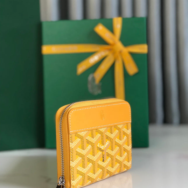 MATIGNON MINI WALLET 11 IN YELLOW GOYARDINE CANVAS AND CALFSKIN