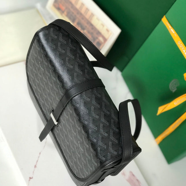 BELVEDERE MM BAG 28 IN BLACK GOYARDINE CANVAS AND CALFSKIN