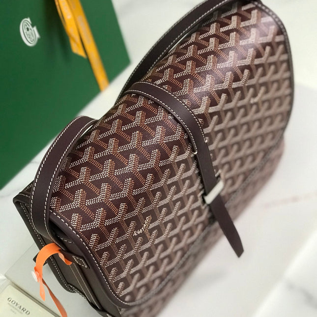 BELVEDERE MM BAG 28 IN BROWN GOYARDINE CANVAS AND CALFSKIN