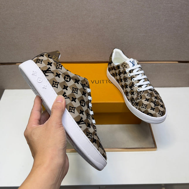 LV TRAINER PEANUT BROWN MIX BLACK DAMIER BREATHABLE FABRIC