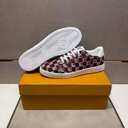 LV TRAINER BLACK MIX RED AND GREY DAMIER BREATHABLE FABRIC