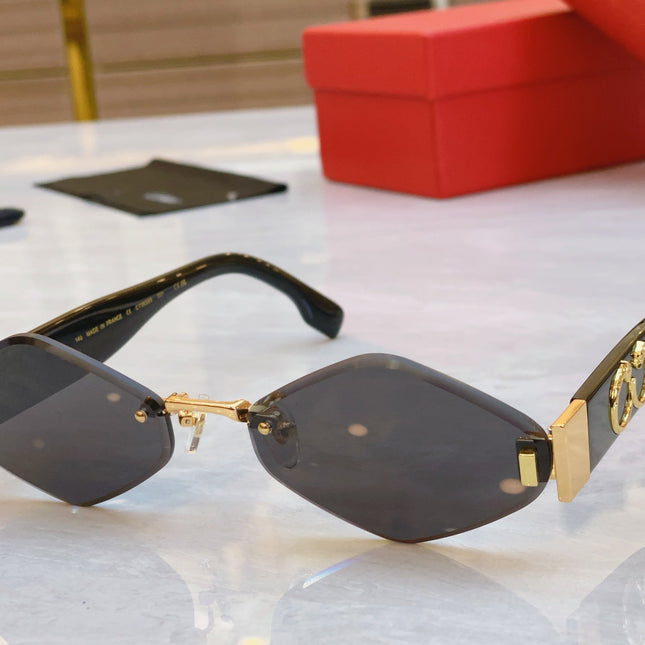 PANTHÈRE RHOMBUS FRAME SUNGLASSES CT00638S IN METAL AND ACETATE