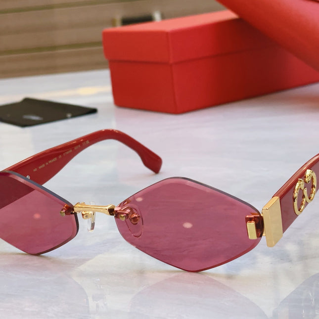 PANTHÈRE RHOMBUS FRAME SUNGLASSES CT00638S IN METAL AND ACETATE