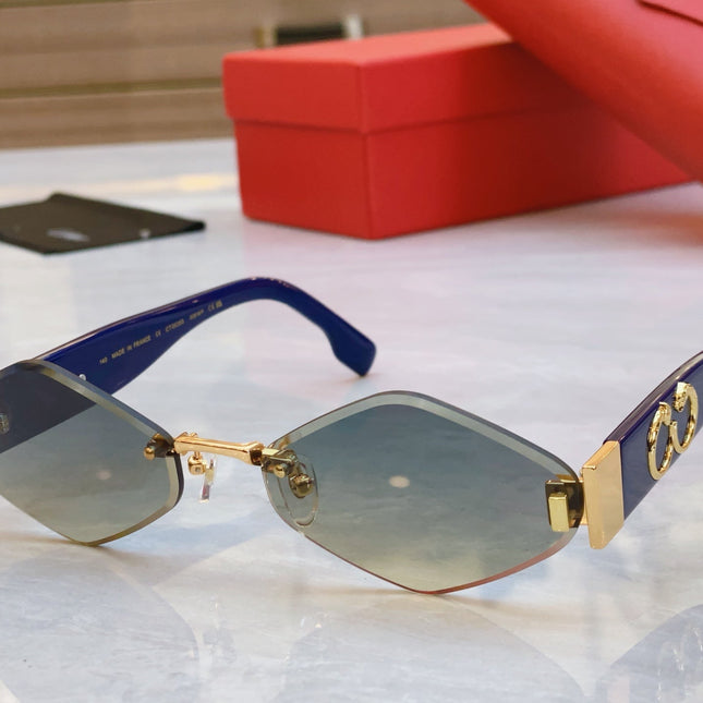 PANTHÈRE RHOMBUS FRAME SUNGLASSES CT00638S IN METAL AND ACETATE