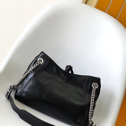 CARRYALL BB BAG 26 IN BLACK SHEEPSKIN MAGNETIC CLASP