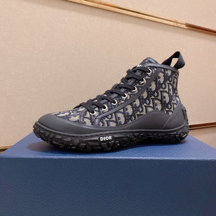 CD B28 HIGH SHOES BLACK AND BEIGE JACQUARD