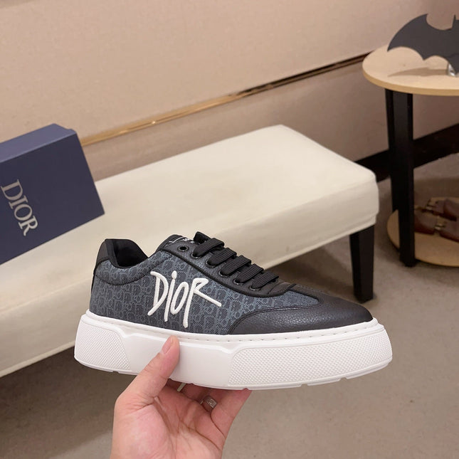CD HOMME THICK-SOLE SNEAKERS BLACK CALFSKIN