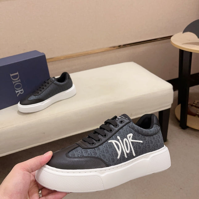 CD HOMME THICK-SOLE SNEAKERS BLACK CALFSKIN