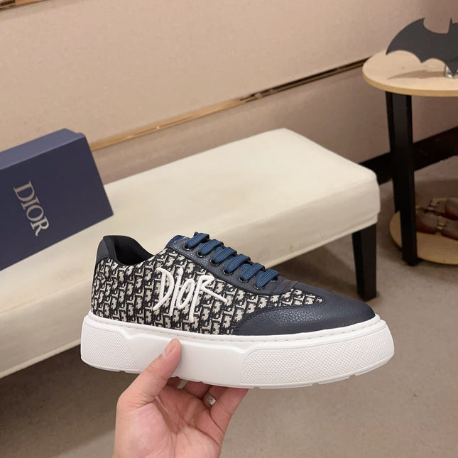 CD HOMME THICK-SOLE SNEAKERS NAVY CALFSKIN