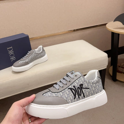 CD HOMME THICK-SOLE SNEAKERS GRAY CALFSKIN