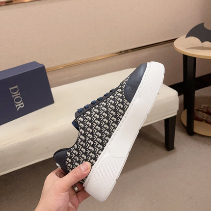 CD HOMME THICK-SOLE SNEAKERS NAVY CALFSKIN