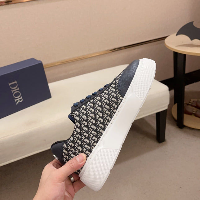 CD HOMME THICK-SOLE SNEAKERS NAVY CALFSKIN