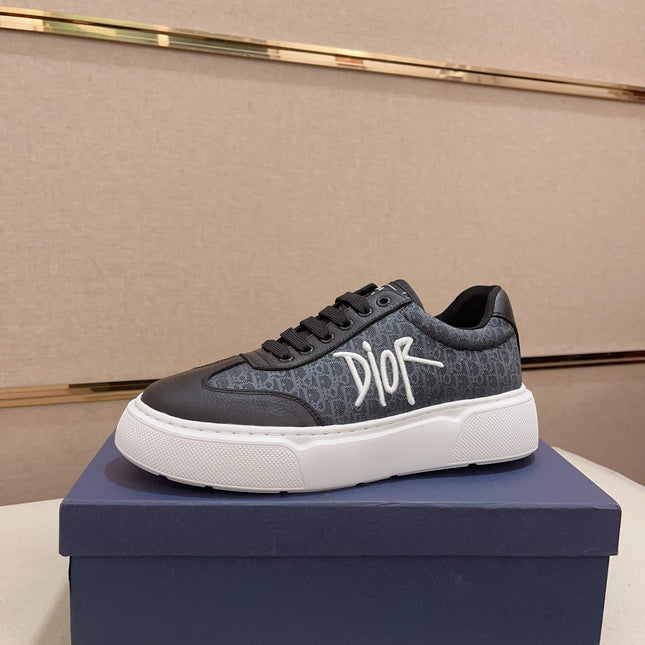 CD HOMME THICK-SOLE SNEAKERS BLACK CALFSKIN