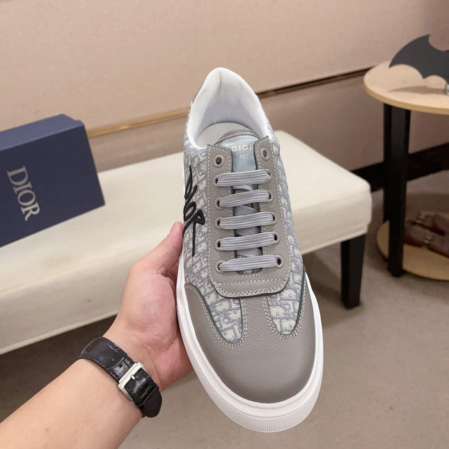 CD HOMME THICK-SOLE SNEAKERS GRAY CALFSKIN