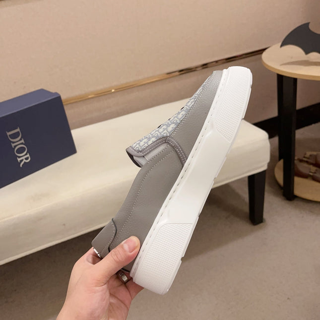 CD B23 SLIP ON GRAY CALFSKIN AND JACQUARD