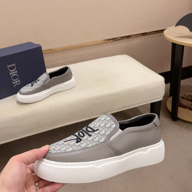 CD B23 SLIP ON GRAY CALFSKIN AND JACQUARD