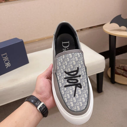 CD B23 SLIP ON GRAY CALFSKIN AND JACQUARD