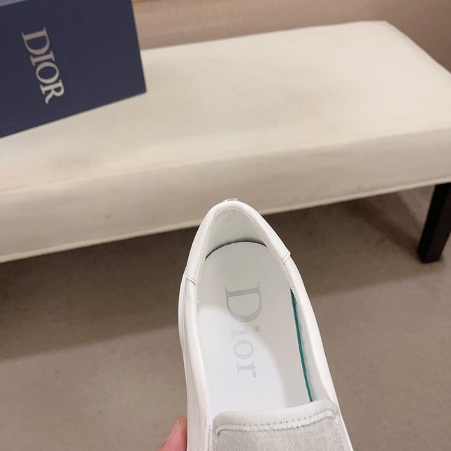 CD B23 SLIP ON WHITE CALFSKIN AND JACQUARD