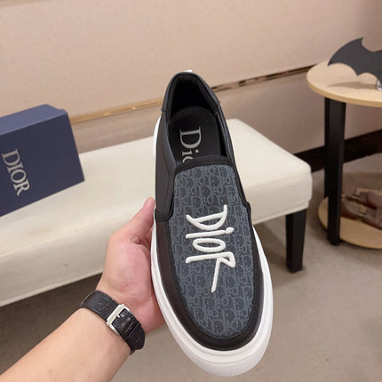 CD B23 SLIP ON BLACK CALFSKIN AND JACQUARD