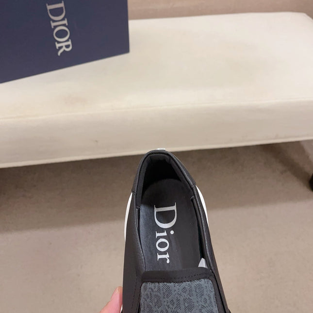 CD B23 SLIP ON BLACK CALFSKIN AND JACQUARD